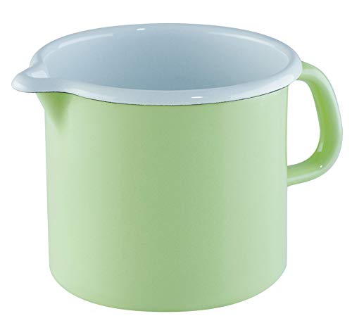 Riess, 0040-031, Schnabeltopf GREEN, Inhalt 1,0 Liter, Durchmesser 12 cm, Höhe 11,5 cm, Emaille, grün von Riess