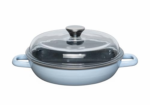 Riess, 0048-028, Schmorpfanne mit Glasdeckel, 24cm, SKY BLUE, LBH 32.3x25.3x12.9cm, Gewicht 2.011kg von Riess