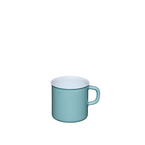 Riess, 0208-109, Emaillebecher mit Bördel, Kaffeebecher, Tasse, 8cm Durchmesser, 0.375 Liter Inhalt, Farbe NATURE GREEN LIGHT von Riess