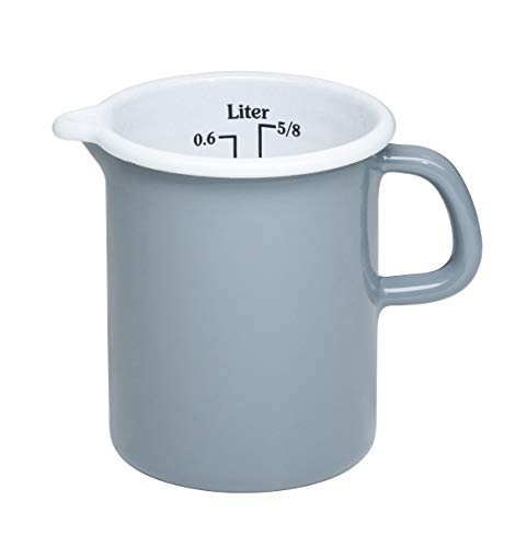 Riess, 0337-065, Küchenmaß 9, 0,5L, CLASSIC - PURE GREY,9 cm Durchmesser, 0.5 Liter, 14,5 x 10,1 x 12cm, Emaille, helles Grau, Induktion von Riess