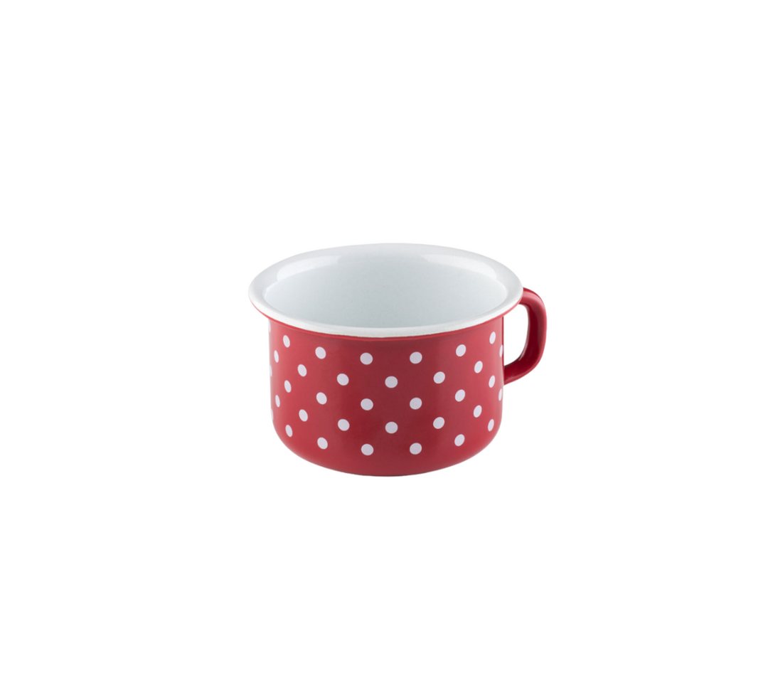 Riess Becher Pünktchen Rot Kaffeeschale 10cm 0,4L, Emaille von Riess