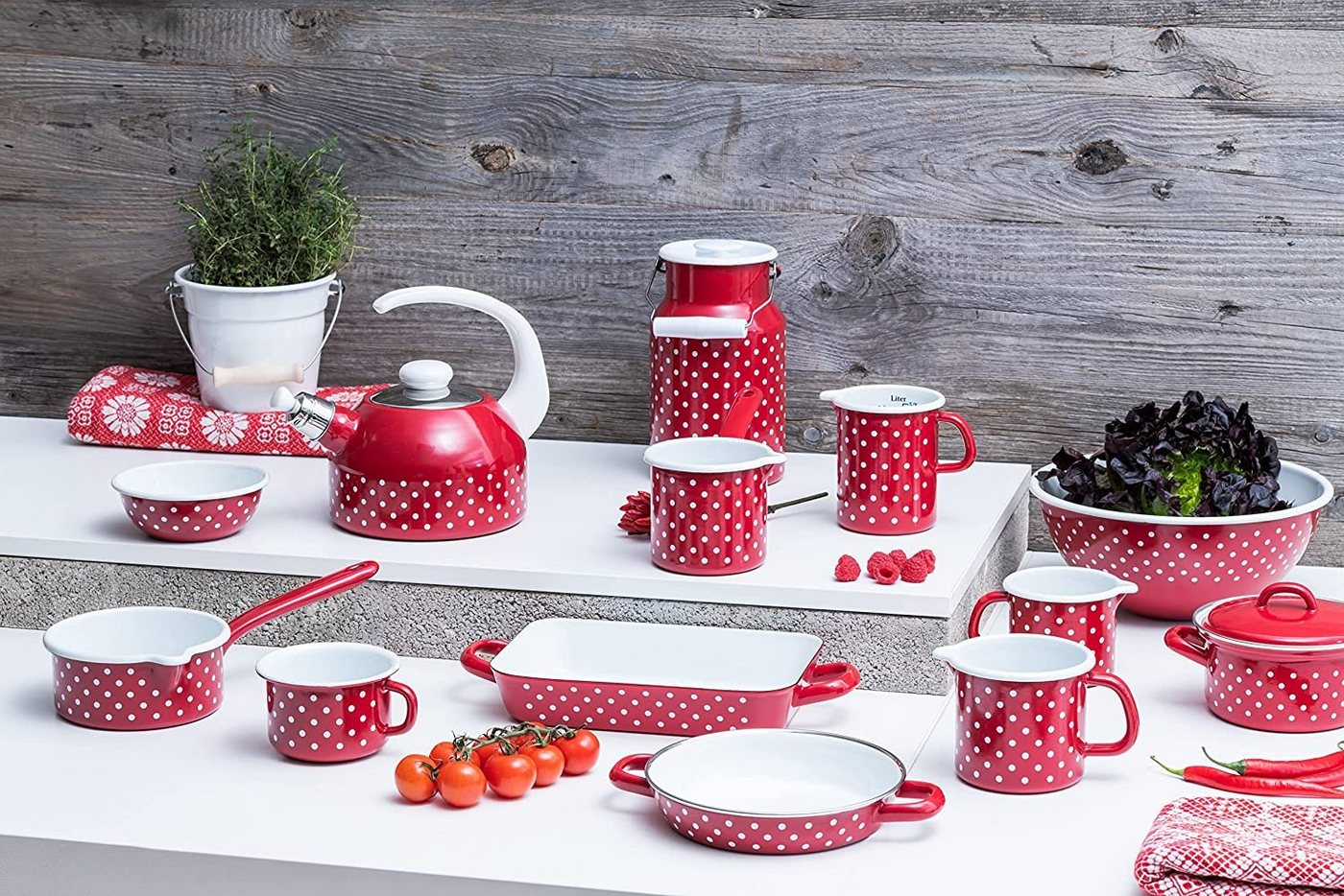 Riess Bratpfanne Riess, Eierpfanne Pünktchen rot, 20 cm, (1-tlg) von Riess