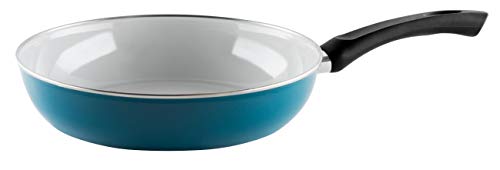 Riess, 0057-010, Emaille Pfanne extra stark, NOUVELLE-AQUAMARIN EXTRA STARK, Durchmessser 28 cm, Höhe 6.5 cm, Inhalt 2.2 Liter, Emaille, Induktion Blau von Riess