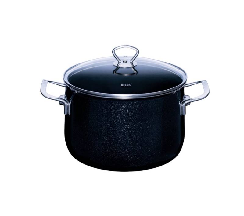 Riess Fleischtopf NOUVELLE Fleischtopf mit Glasdeckel 6 l Schwarz von Riess