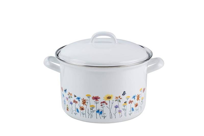 Riess Fleischtopf Riess Fleischtopf mit Deckel Ø20cm 3,5 Liter Country Flora Emaille von Riess