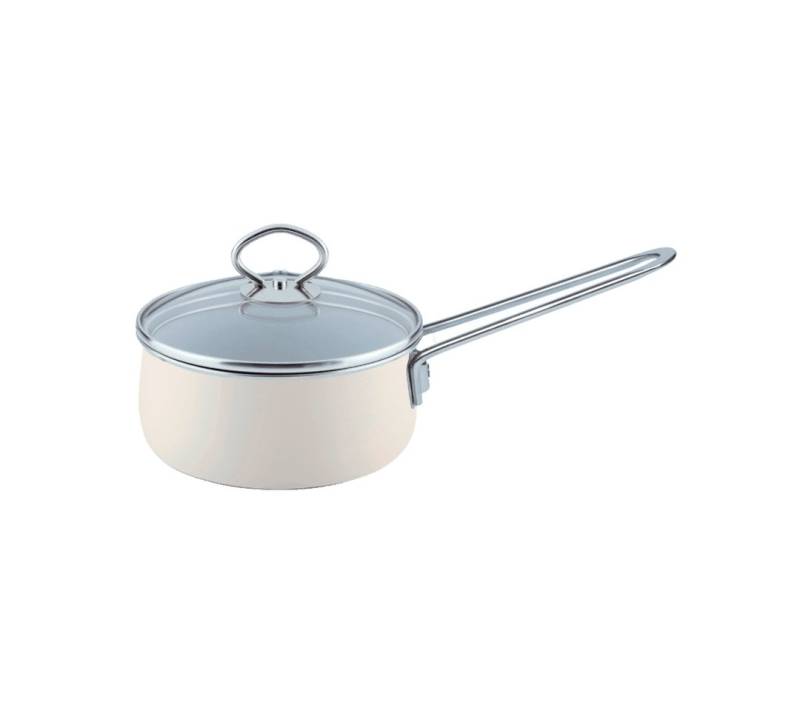 Riess Kasserolle NOUVELLE Stielkasserolle mit Glasdeckel 1 l Beige von Riess