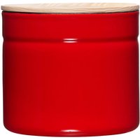 Riess Kitchen Management Vorratsdose 1,35 L Fresh Tomato - Emaille mit Eschenholzdeckel von Riess