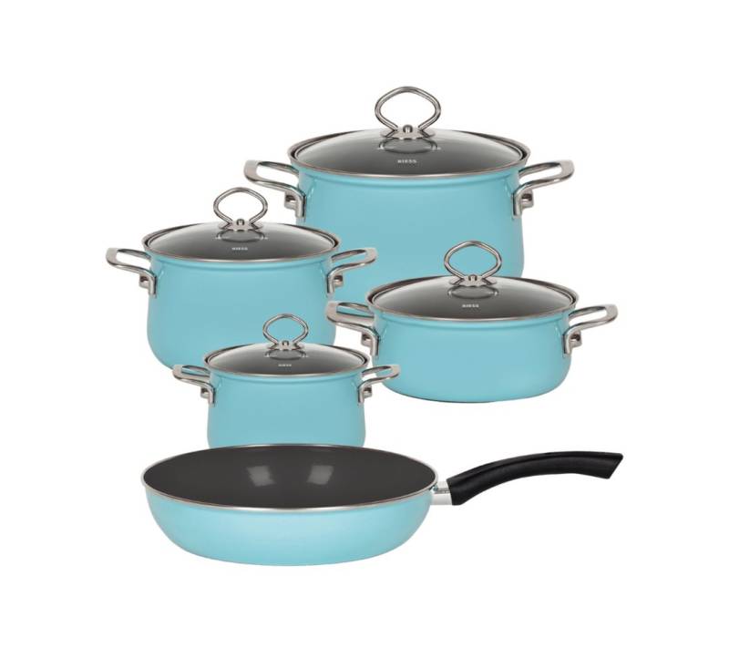 Riess Kochtopf NOUVELLE Emaille Kochgeschirr-Set 5-tlg Hellblau von Riess