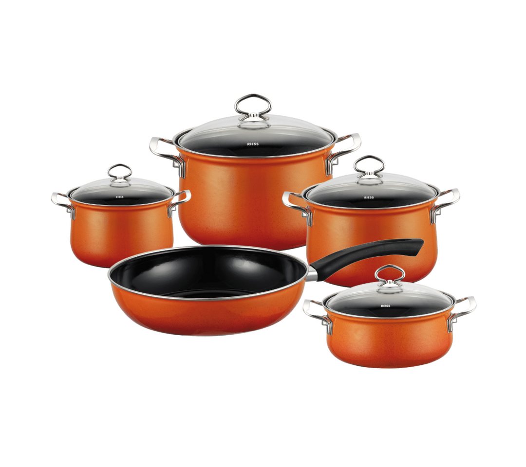 Riess Kochtopf NOUVELLE Emaille Kochgeschirr-Set 5-tlg Orange Riess Kochtopf NOUVELLE Emaille Kochgeschirr-Set 5-tlg Orange von Riess