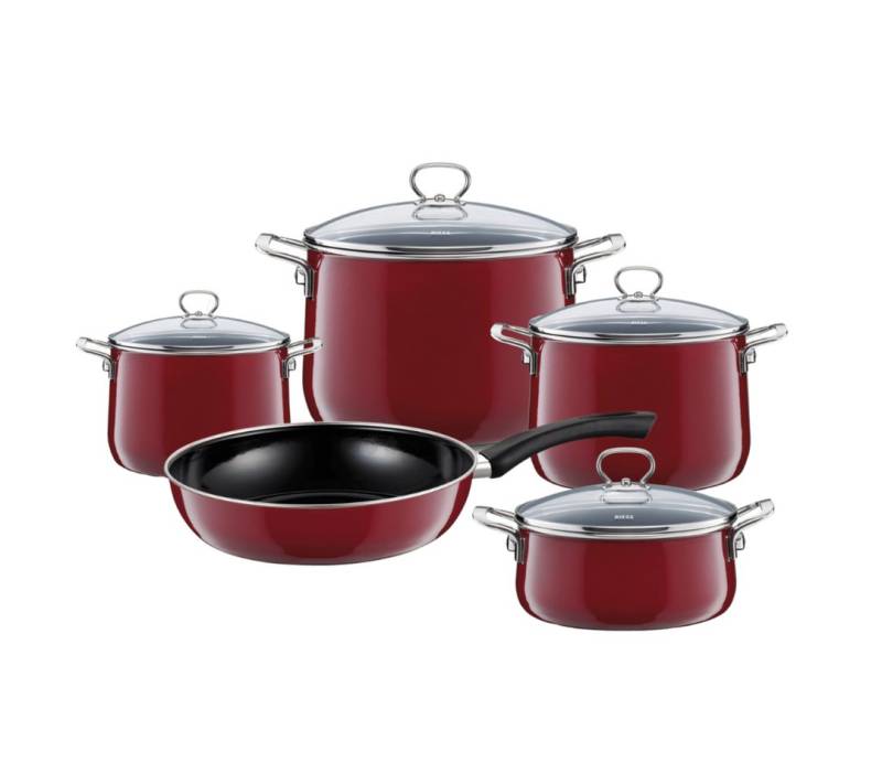 Riess Kochtopf NOUVELLE Emaille Kochgeschirr-Set 5-tlg Rot von Riess