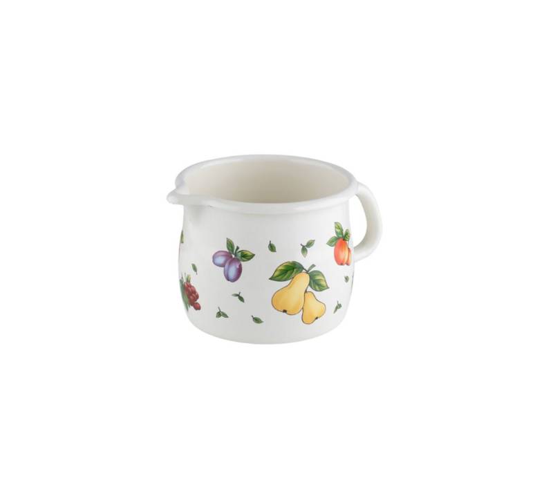 Riess Milchtopf Fruit Garden Schnabeltopf gebaucht 0,75 l, Emaille von Riess