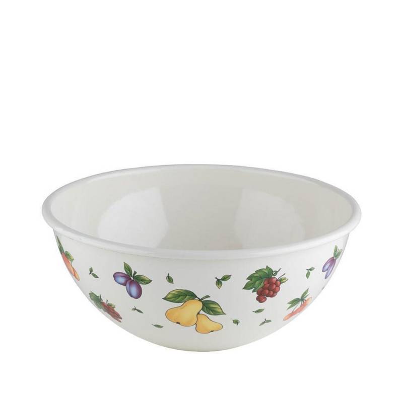 Riess Salatschüssel Obst- und Salatschüssel Fruit Garden, Emaille, schnitt- und kratzfest, spülmaschinenfest, leicht zu reinigen von Riess