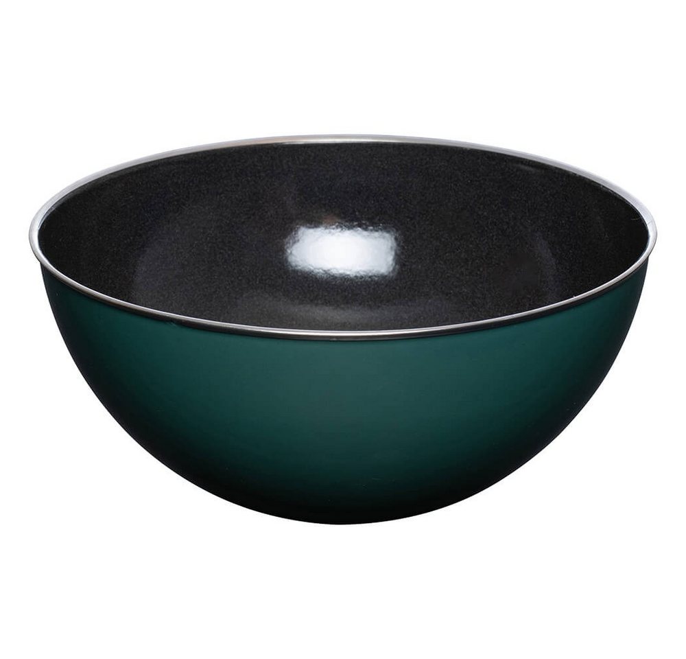 Riess Salatschüssel Riess Obst-Salatschüssel mit Edelstahlrand 26cm TEAL, Emaille von Riess
