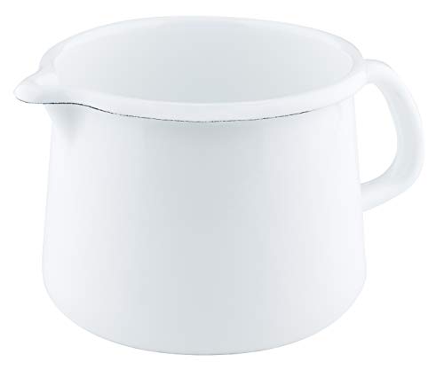 Riess, 0672-033, Schnabeltopf 12, NOUVELLE- ARCTICWEISS, Durchmessser 12 cm, Höhe 10.7 cm, Inhalt 1 Liter, Emaille, Induktion von Riess