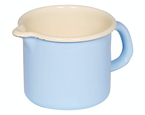 Riess, 0038-006, Schnabeltopf 9, CLASSIC - BUNT/PASTELL, Farbe Blau, Durchmesser 9 cm, Höhe 8.5 cm, Inhalt 0.5 Liter, Emaille, Induktion von Riess