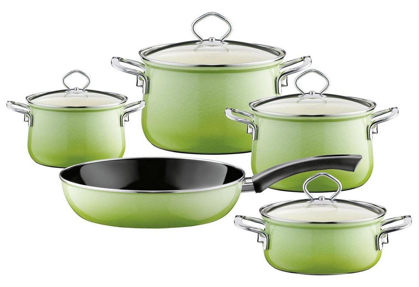 Kelomat Kochtopf RIESS Topfset 5 teilig smaragd Emaille, (Stück, 1-tlg., Kochtopf), Kochtopf, Bratentopf von Kelomat