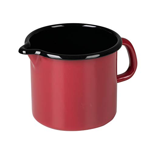 Riess, 0040-020, Schnabeltopf 12, CLASSIC - COLOR ROT, Durchmesser 12 cm, Höhe 11.5 cm, Inhalt 1 Liter, Emaille, rot/schwarz, Induktion von Riess