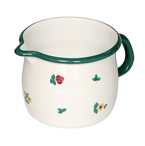 RIESS, 0094-049 Schnabeltopf, gebaucht 12, COUNTRY - GMUNDNER STREUBLUMEN, Durchmesser 12 cm, Inhalt 1.0 Liter, Höhe 11.3 cm, Emaille, weiß mit Streublumen, Induktion RIESS, 0094-049 Schnabeltopf, gebaucht 12, COUNTRY - GMUNDNER STREUBLUMEN, Durchmesser 12 cm, Inhalt 1.0 Liter, Höhe 11.3 cm, Emaille, weiß mit Streublumen, Induktion von Riess