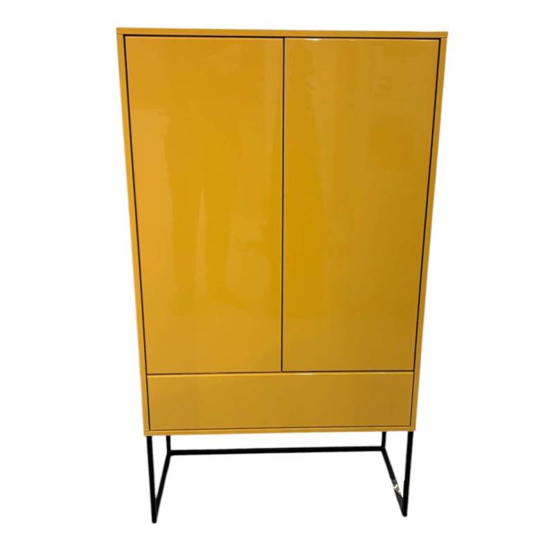 Highboard Lotus Lack Marill Gelb Hochglanz Gestell Metall Schwarz von Rietberger Möbelwerke
