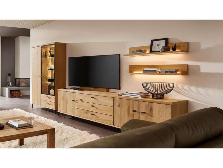 RMW Anbauwand Viva, ca. 360 x 193 x 49 cm in Asteiche massiv mit von Rietberger-Möbelwerke