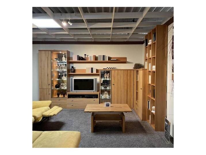 Rietberger Möbelwerke Anbauschrank Eck-Wohnwand FINO Kernbuche Furniert Mit Glaselementen von Rietberger-Möbelwerke