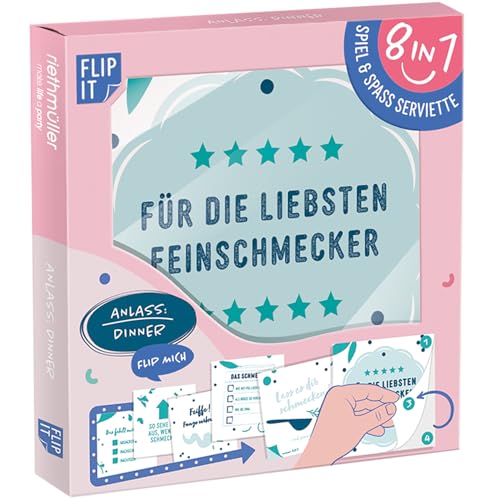 Riethmüller Servietten "Dinner" 33cm x 33cm, 12 Stück, beidseitig bedruckt - Große Papier-Servietten mit 8 interaktiven Spaß-Motiven für lustige Dinner-Partys - Tischdeko Riethmüller Servietten "Dinner" 33cm x 33cm, 12 Stück, beidseitig bedruckt - Große Papier-Servietten mit 8 interaktiven Spaß-Motiven für lustige Dinner-Partys - Tischdeko von Riethmüller