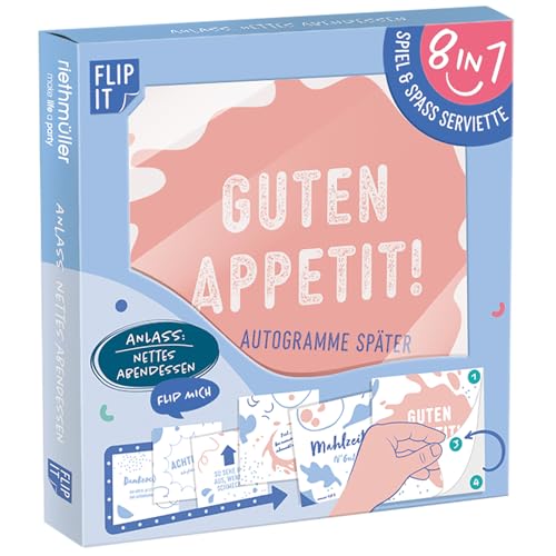 Riethmüller Servietten "Nettes Abendessen" 33cm x 33cm, 12 Stück, beidseitig bedruckt - Große Papier-Servietten mit 8 interaktiven Spaß-Motiven für Abendessen & Dinner - Tischdeko von Riethmüller