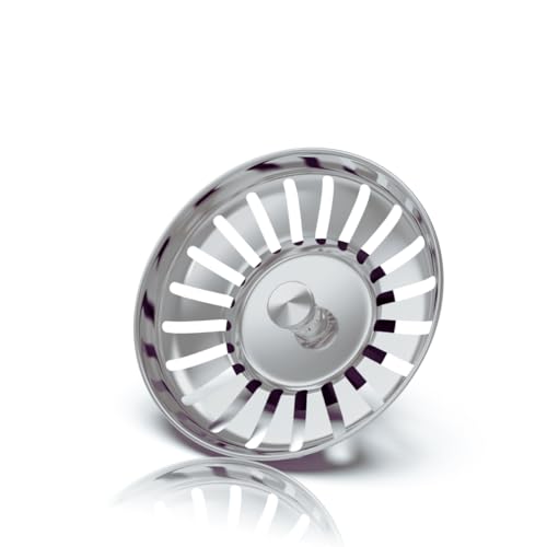 Siebkörbchen Spüle (Advanced) - Universal Spülbecken Sieb aus gehärtetem Stahl mit innovativer Stöpsel Funktion - Ideal als Blanco Spülen Ersatzteil - Verbesserte Version (Ø 82 mm) von Rietlow