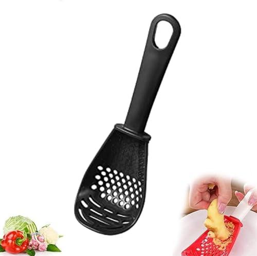 Multifunctional Kitchen Cooking Spoon,Strainers for Kitchen Tools Small Spatula Spoon, Kitchen Cooking, Grinding, Grating Garlic, Draining Mashing Practical and Clever (Black) von Rietoiu