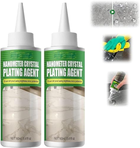 Stone Nano Crystal-Plating Agent, Marble Stone Crystal Plating Agent, Tile Scratch Repair Brightening Restoration for Kitchen, Long-Lasting Polishing (160ML-2Pcs) von Rietoiu