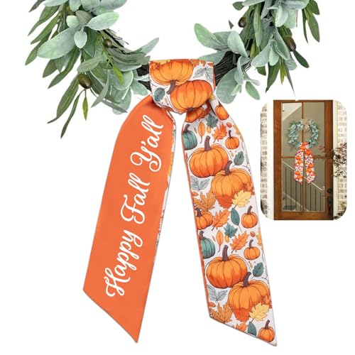 Kranzschärpe für Haustür, Orange Happy Fall Kürbis Satin Schärpe Girlande Band Zubehör für Buchsbaumkranz Bogen Hof Tür Indoor Outdoor Veranda Dusche Urlaub Dekor 11,9 x 144,8 cm Kranzschärpe für Haustür, Orange Happy Fall Kürbis Satin Schärpe Girlande Band Zubehör für Buchsbaumkranz Bogen Hof Tür Indoor Outdoor Veranda Dusche Urlaub Dekor 11,9 x 144,8 cm von Riffance