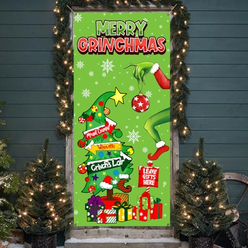 Weihnachtsdekorationen für Tür, rot-grüne Türabdeckung, Weihnachtsdekoration, Veranda-Schild, Whoville, Willkommensbanner, Dekoration, Innen- und Außenbereich, Heimdekoration, Winter, Neujahr, Urlaub Weihnachtsdekorationen für Tür, rot-grüne Türabdeckung, Weihnachtsdekoration, Veranda-Schild, Whoville, Willkommensbanner, Dekoration, Innen- und Außenbereich, Heimdekoration, Winter, Neujahr, Urlaub von Riffance