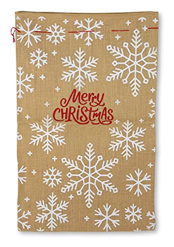 Riffelmacher 19264 - Jute-Sack Merry X-Mas mit Flocken, Größe 50 x 80 cm, verschließbar, Merry Christmas, Geschenk, Tasche, Beutel, Verpackung, Weihnachten, Nikolaus von Riffelmacher & Weinberger