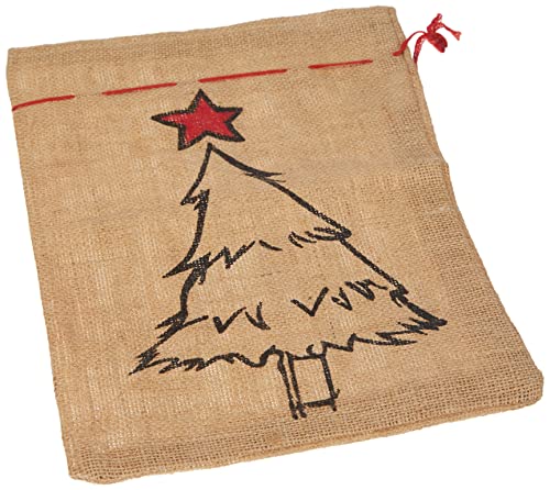 Riffelmacher 19563 - Jute-Sack Baum, Größe 25 x 35 cm, Natur, verschließbar, aus Feinjute, Geschenk, Tasche, Beutel, Verpackung, Weihnachten, Nikolaus, Tannenbaum von Riffelmacher & Weinberger