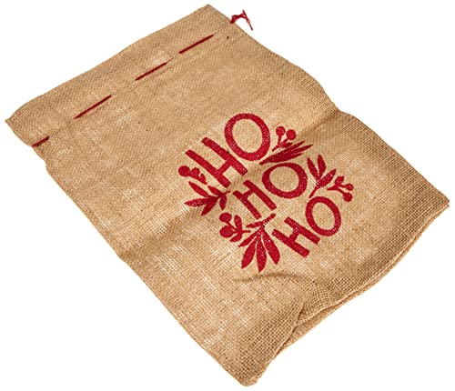 Riffelmacher 19622 - Jute-Sack HoHo, Größe 25 x 35 cm, Natur-Rot, verschließbar, Geschenk, Tasche, Beutel, Verpackung, Weihnachten, Nikolaus von Riffelmacher & Weinberger