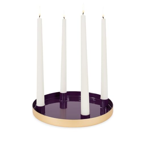 Riffelmacher Advents-Tablett mit 4 Kerzenhaltern | Lila Gold Metall 25,5×2 cm | Runde Weihnachtsdeko für Kerzen | 15866 Riffelmacher Advents-Tablett mit 4 Kerzenhaltern | Lila Gold Metall 25,5×2 cm | Runde Weihnachtsdeko für Kerzen | 15866 von Riffelmacher & Weinberger