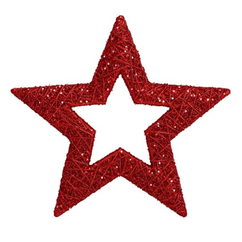 Riffelmacher Deko Glitter-Stern 15 cm | Rot | Stroh mit Glitzer | Baumschmuck & Tischdeko Weihnachten | 17360 von Riffelmacher & Weinberger