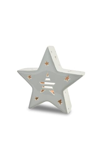 Riffelmacher Deko-Stern Teelichthalter - Weiß, Dolomit, 16 cm - Weihnachtsdeko Sternform - Kerzenhalter für Tisch & Fensterbank - 73566 von Riffelmacher & Weinberger
