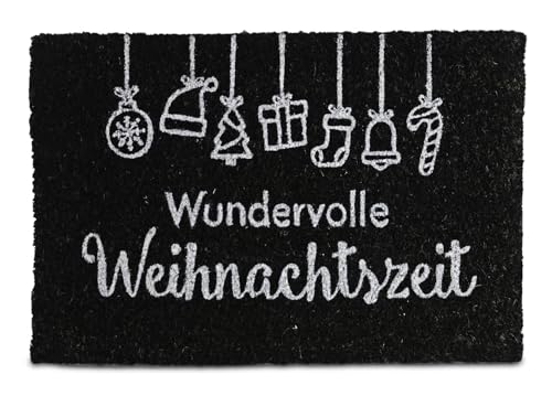 Riffelmacher Fußmatte mit Motiv Wundervolle Weihnachtszeit | Kokosfaser | 40 x 60 x 1,5 cm | Türvorleger & Schuhabstreifer schwarz| 24664 von Riffelmacher & Weinberger
