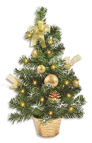 Riffelmacher Geschmückter Weihnachtsbaum beleuchtet 50cm 20257 - Gold - Weihnachtsbaum mit Lichterkette Schleifen Christbaumkugeln von Riffelmacher & Weinberger