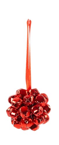 Riffelmacher Glöckchenkugel Hänger | 5 cm | Metall rot | Weihnachtskugel mit Klang | Baumschmuck zum Aufhängen klassisch festlich glänzend | 14263 von Riffelmacher & Weinberger