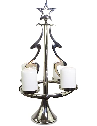 Riffelmacher Kerzenständer Weihnachtsbaum - Silber 32 x 56 cm | 24171 - Adventsdekoration von Riffelmacher & Weinberger