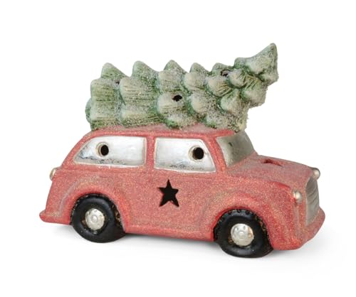 Riffelmacher LED Deko-Auto mit Tannenbaum | Keramik Rot Grün | 23×15,5 cm | Weihnachtsdeko mit Licht | Nostalgische Dekofigur mit Charme | 70313 von Riffelmacher & Weinberger