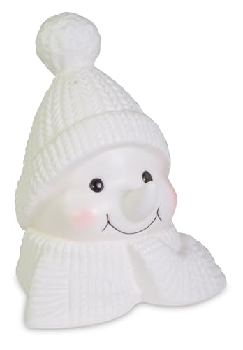 Riffelmacher LED Schneemann Gesicht aus Porzellan | Weiß | 11,5×14,5 cm | Weihnachtsdeko mit Licht | Inkl. Batterien | 74911 von Riffelmacher & Weinberger