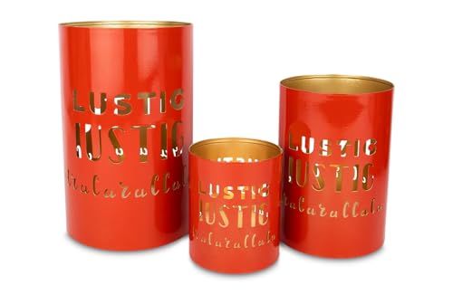 Riffelmacher Laternen 3er Set Lustig lustig tralalala | Rot Gold | Metall | Verschiedene Größen bis 20×12,5 cm | Weihnachtliche Deko mit Schriftzug | 13465 Riffelmacher Laternen 3er Set Lustig lustig tralalala | Rot Gold | Metall | Verschiedene Größen bis 20×12,5 cm | Weihnachtliche Deko mit Schriftzug | 13465 von Riffelmacher & Weinberger