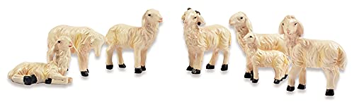 Riffelmacher Schafe für Weihnachtskrippe 6-TLG. - 4-5 cm - 78055 Handarbeit Weihnachtswunder Jesus Geburt Heiligabend Dekoration von Riffelmacher & Weinberger