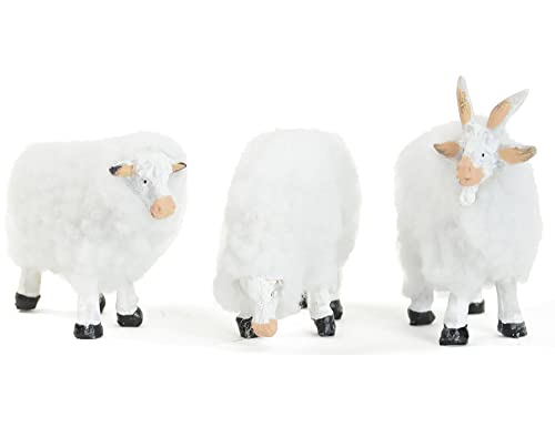 Riffelmacher Schafe mit Wolle 7cm (3 Stück) 78487 | Weiß - Zubehör Weihnachtskrippe Modelleisenbahn Tiere Weihnachten von Riffelmacher & Weinberger
