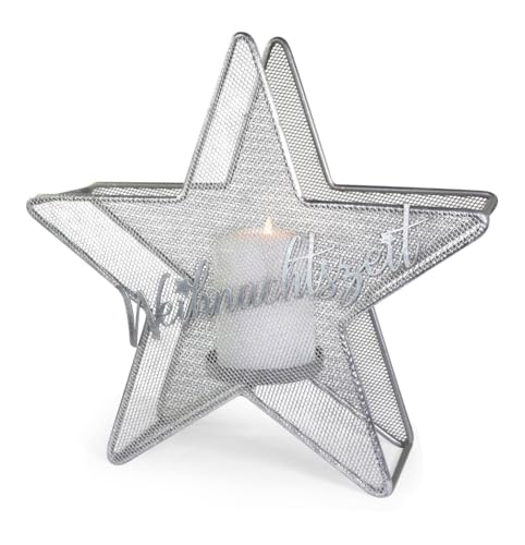 Riffelmacher Teelichthalter Stern Metall | Schriftzug Weihnachtszeit | Silber | 29,5 × 9 cm | Dekoration ohne Kerze | 75238 Riffelmacher Teelichthalter Stern Metall | Schriftzug Weihnachtszeit | Silber | 29,5 × 9 cm | Dekoration ohne Kerze | 75238 von Riffelmacher & Weinberger