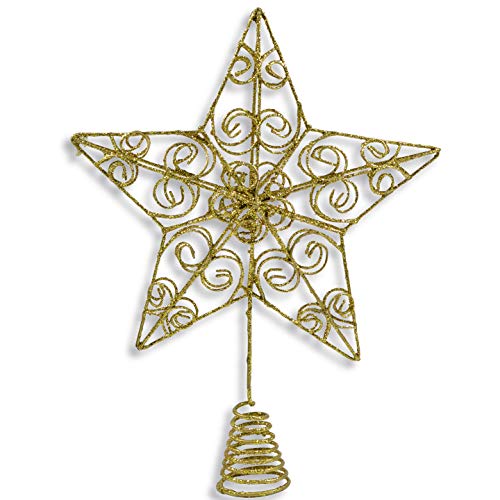 Riffelmacher Weihnachtsbaumspitze Stern | Drahtspitze Silber oder Gold 20cm | Christbaumspitze Spitze Drath (Gold) von Riffelmacher & Weinberger