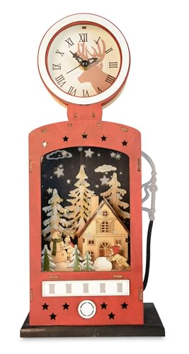 Riffelmacher Weihnachtsdeko Retro-Zapfsäule mit Uhr & LED | Holz | Rot | Mit Weihnachtslandschaft & Uhr | 14×40 cm | Nostalgische Adventsdeko | 76206 Riffelmacher Weihnachtsdeko Retro-Zapfsäule mit Uhr & LED | Holz | Rot | Mit Weihnachtslandschaft & Uhr | 14×40 cm | Nostalgische Adventsdeko | 76206 von Riffelmacher & Weinberger